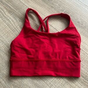 bright red lululemon sports bra size 2
